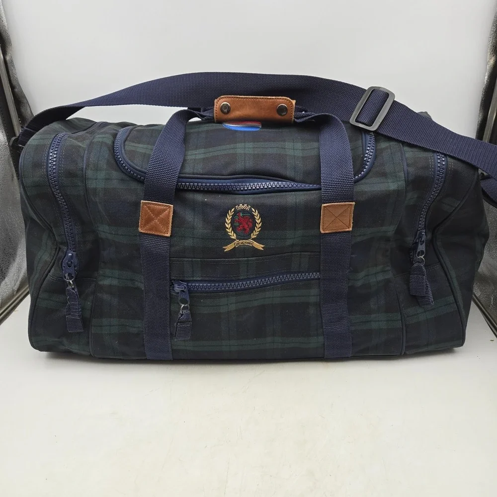 Vintage Tommy Hilfiger Duffle Bag Tartan Plaid Pepsi Cola Flag‎ Large 90s Y2K